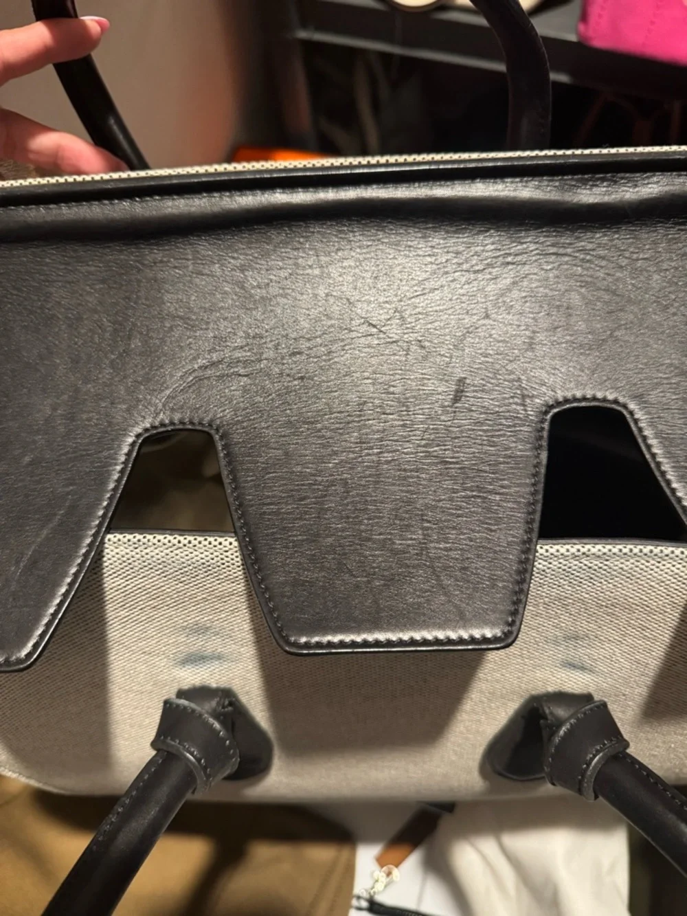 Celine Black/Cream Canvas and Leather Tie Tote - Picture 10 of 13
